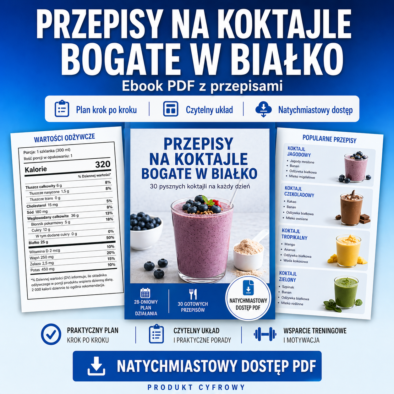 Okładka e-booka Przepisy na koktajle bogate w białko