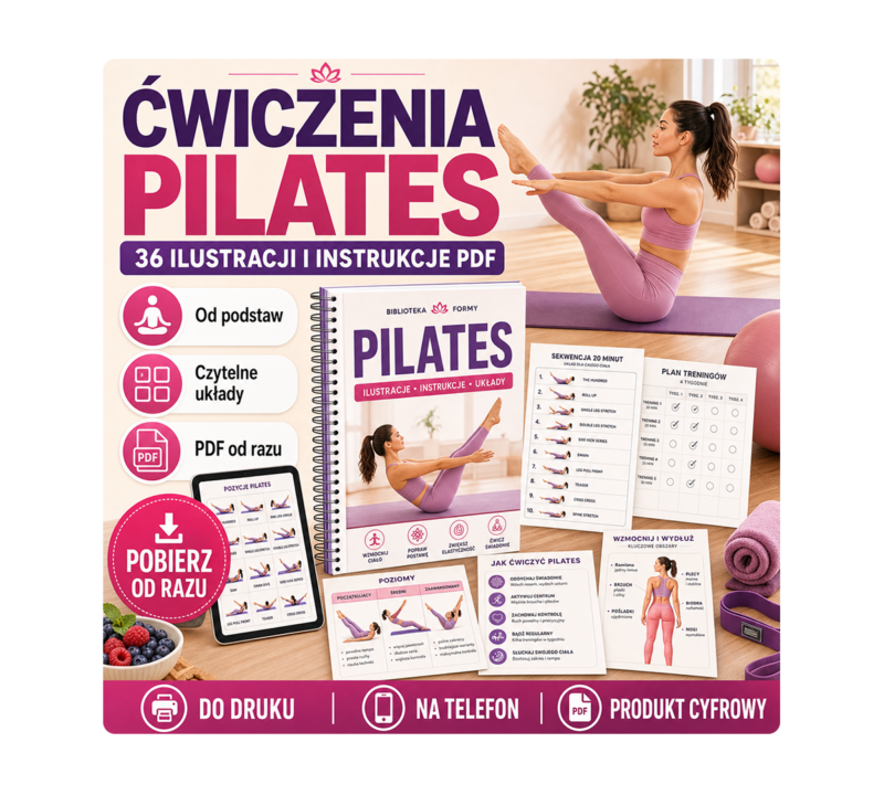 Ilustracje ćwiczeń Pilates 36 ćwiczeń i instrukcje PDF