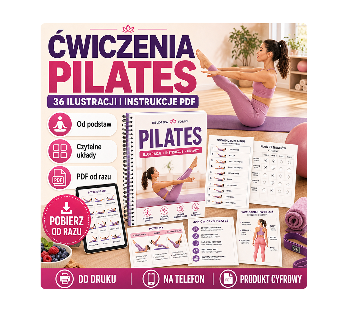 Pilates w domu PDF 36 ćwiczeń i instrukcje PDF