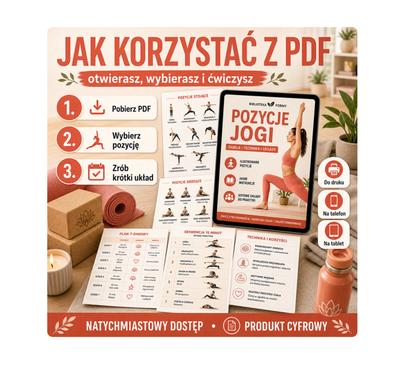 Jak korzystać z PDF z pozycjami jogi na telefonie, tablecie i w druku