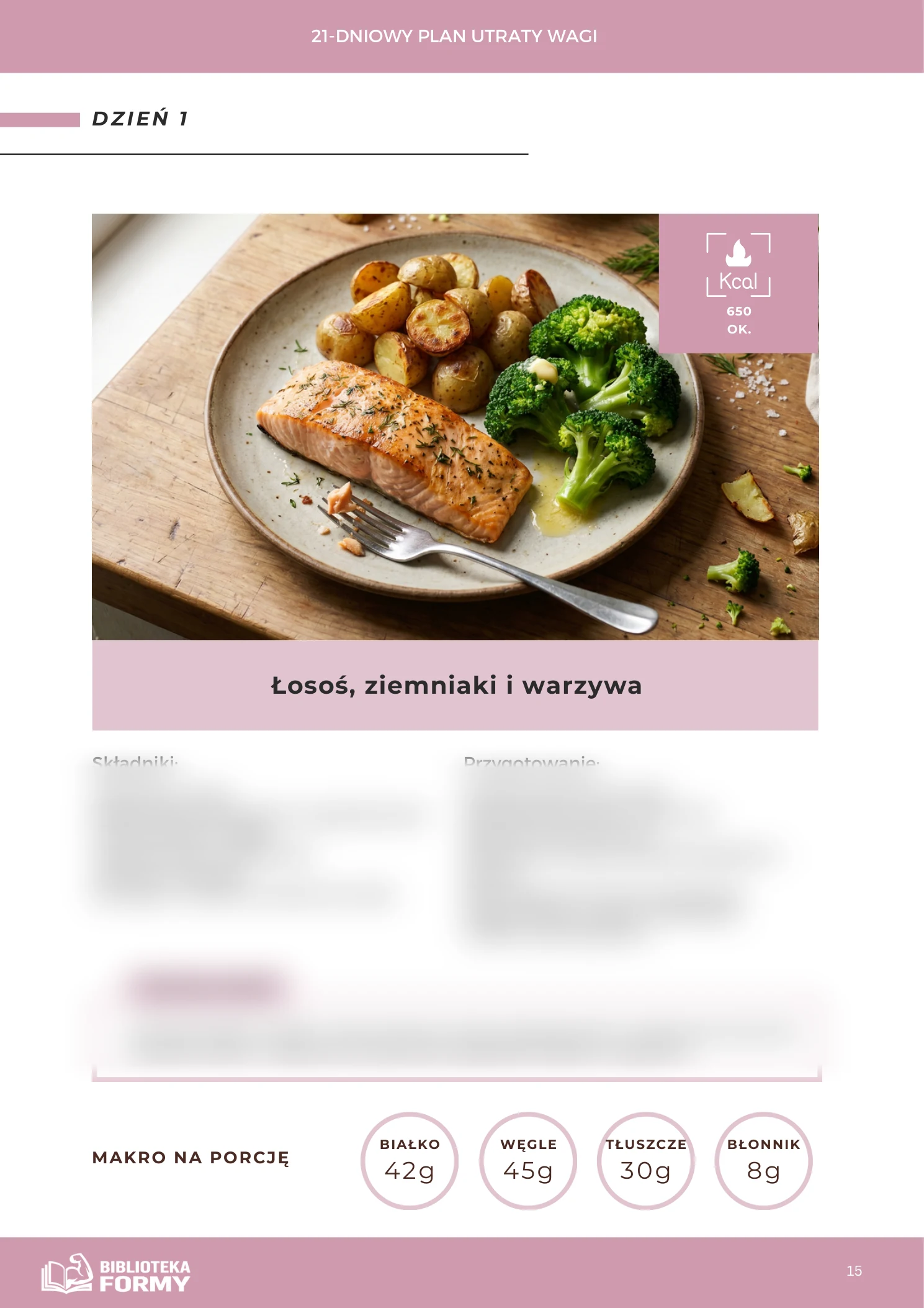 Pieczony filet z łososia z warzywami – podgląd strony e-booka