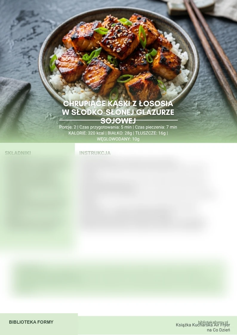 Chrupiące kąski z łososia w glazurze (320 kcal | 28g B) – podgląd strony e-booka