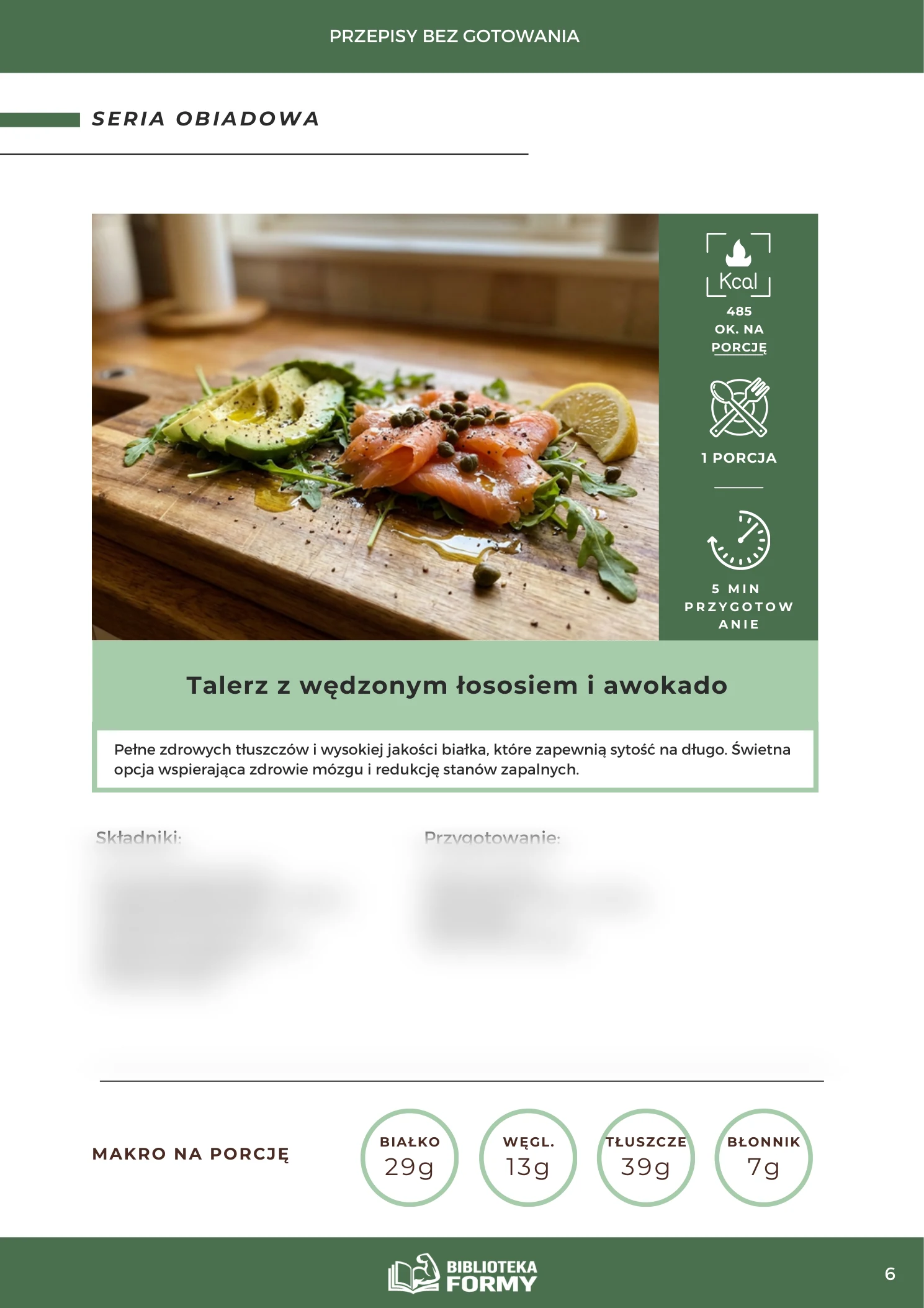 Talerz z wędzonym łososiem i awokado (485 kcal) – podgląd strony e-booka