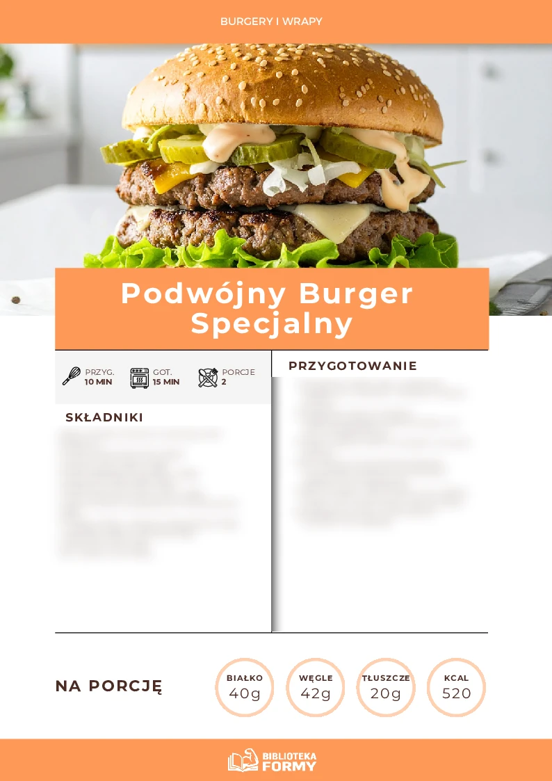 Podwójny burger specjalny (520 kcal | 40g B) – podgląd strony e-booka