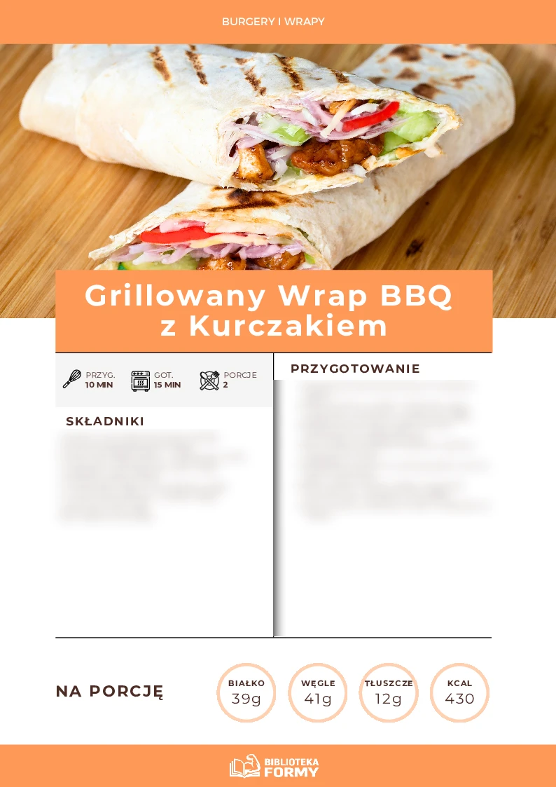 Grillowany wrap BBQ z kurczakiem (430 kcal | 39g B) – podgląd strony e-booka
