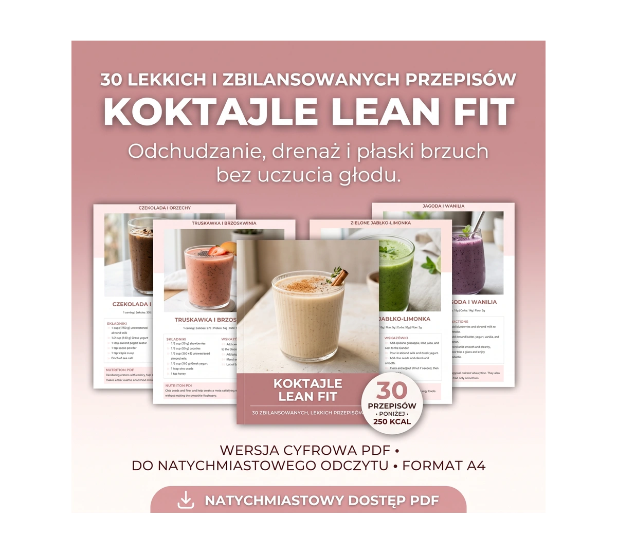 Koktajle Lean Fit (30 lekkich przepisów) - e-book PDF