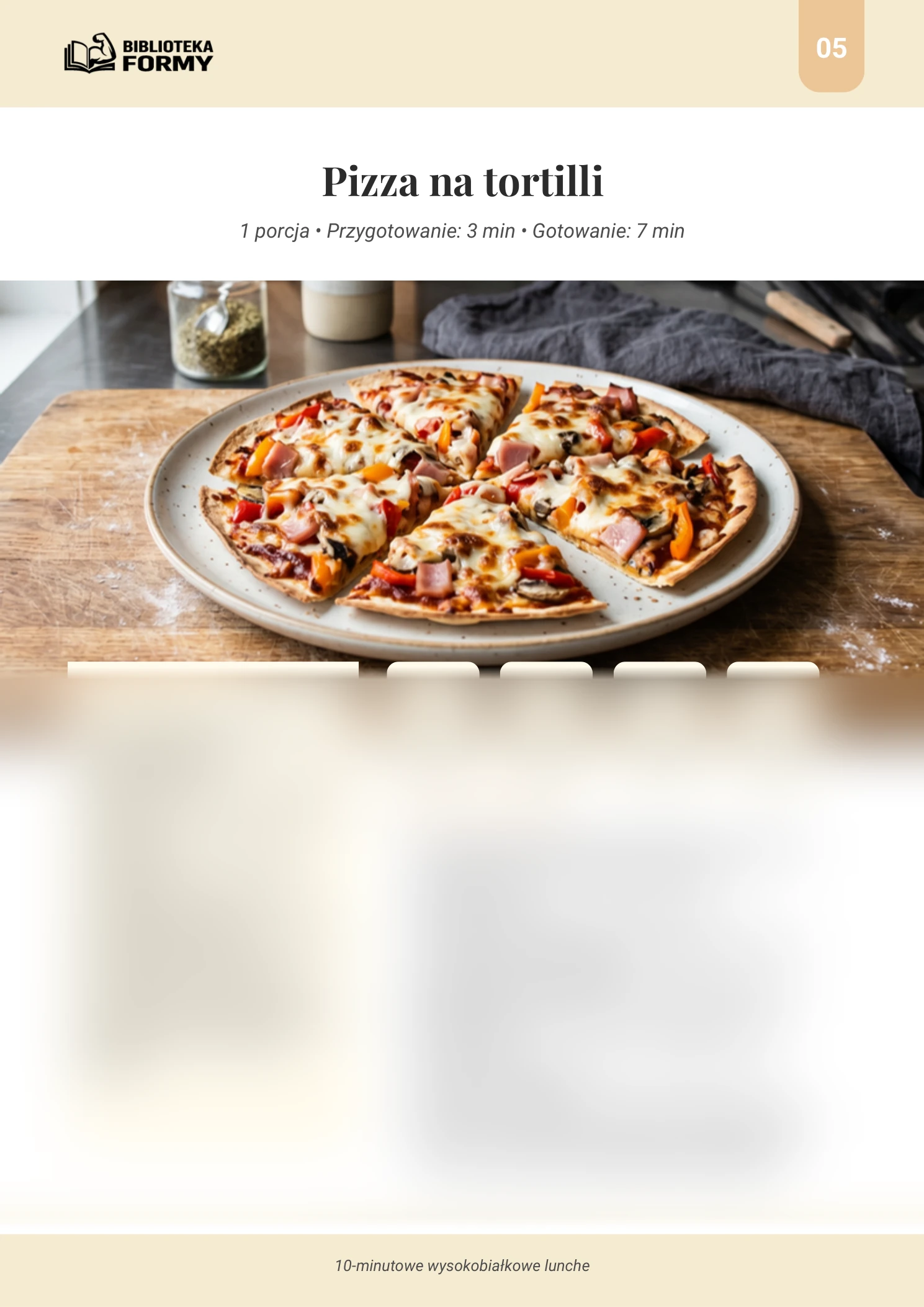 Pizza na tortilli (420 kcal | 28g B) – podgląd