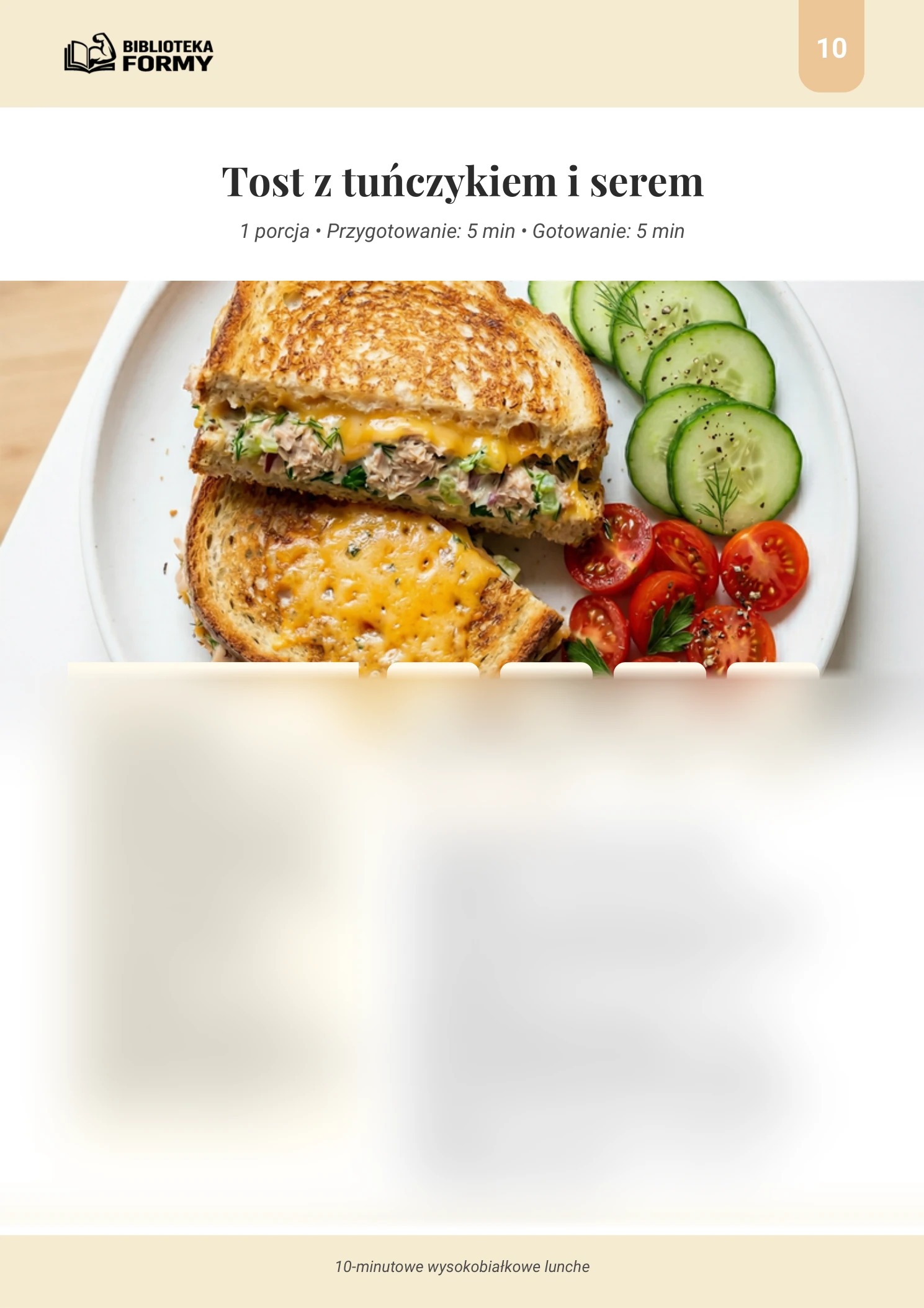 Tost z tuńczykiem i serem (410 kcal | 36g B) – podgląd