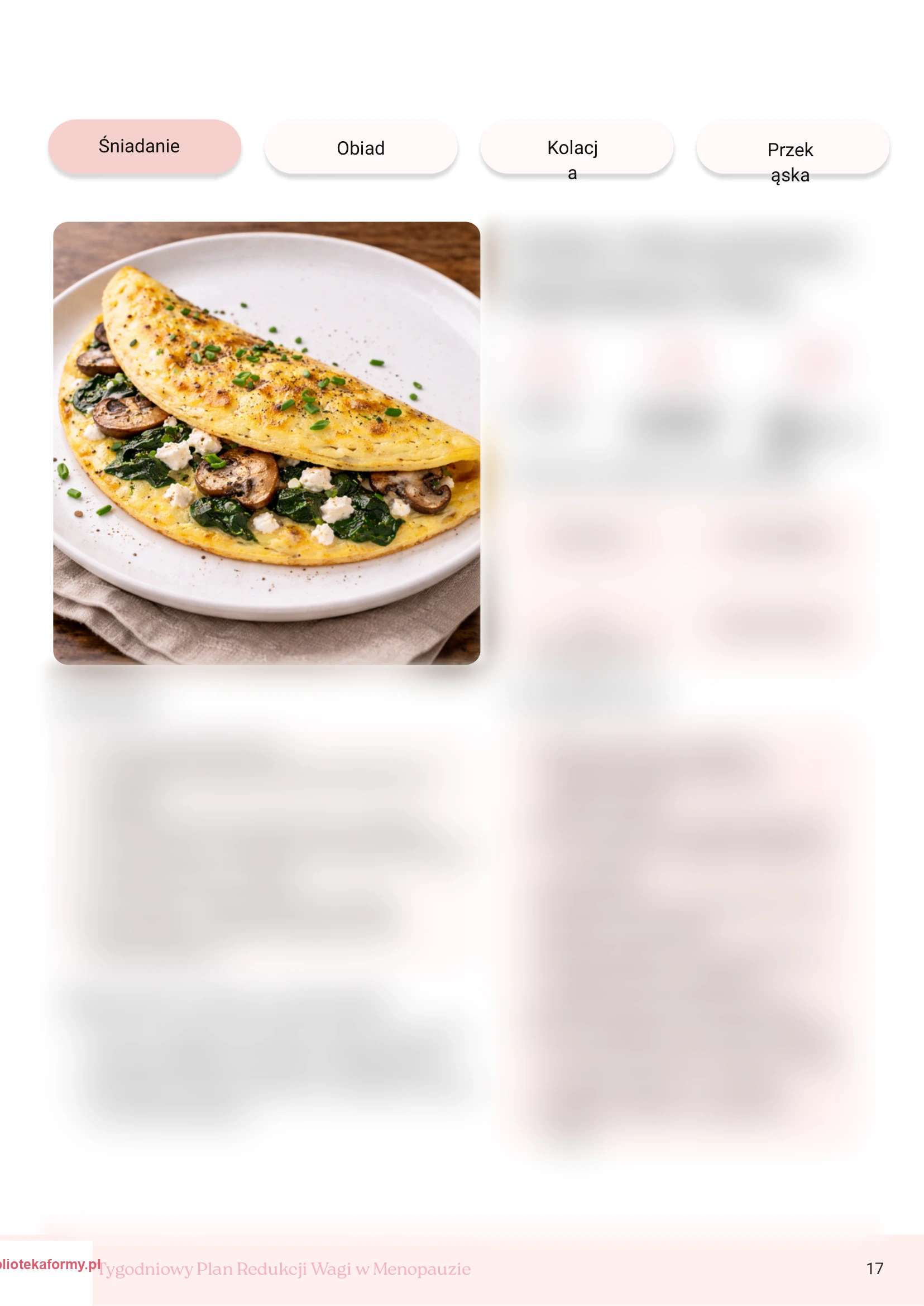 Omlet z pieczarkami, szpinakiem i fetą – podgląd