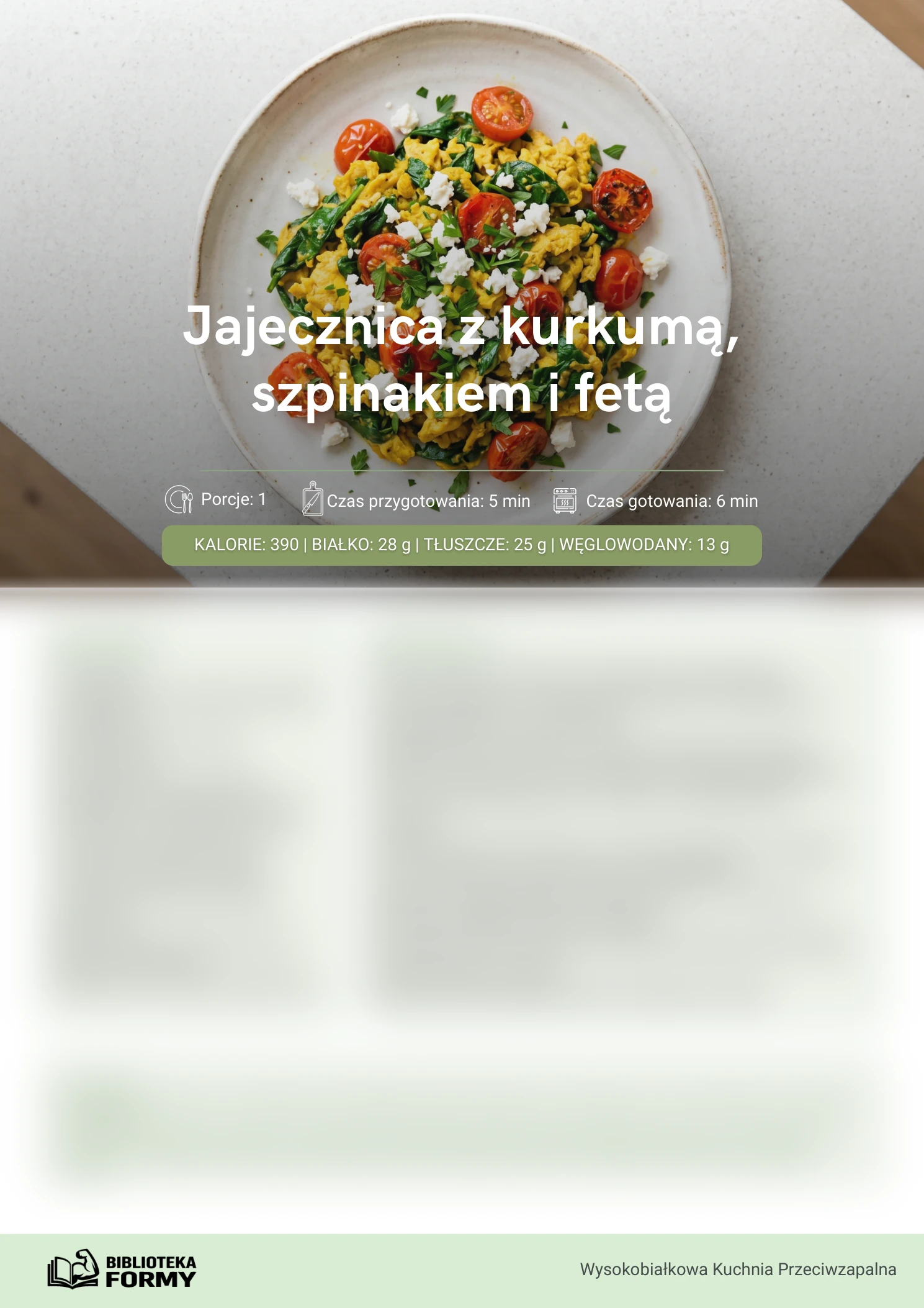 Jajecznica z kurkumą, szpinakiem i fetą – podgląd