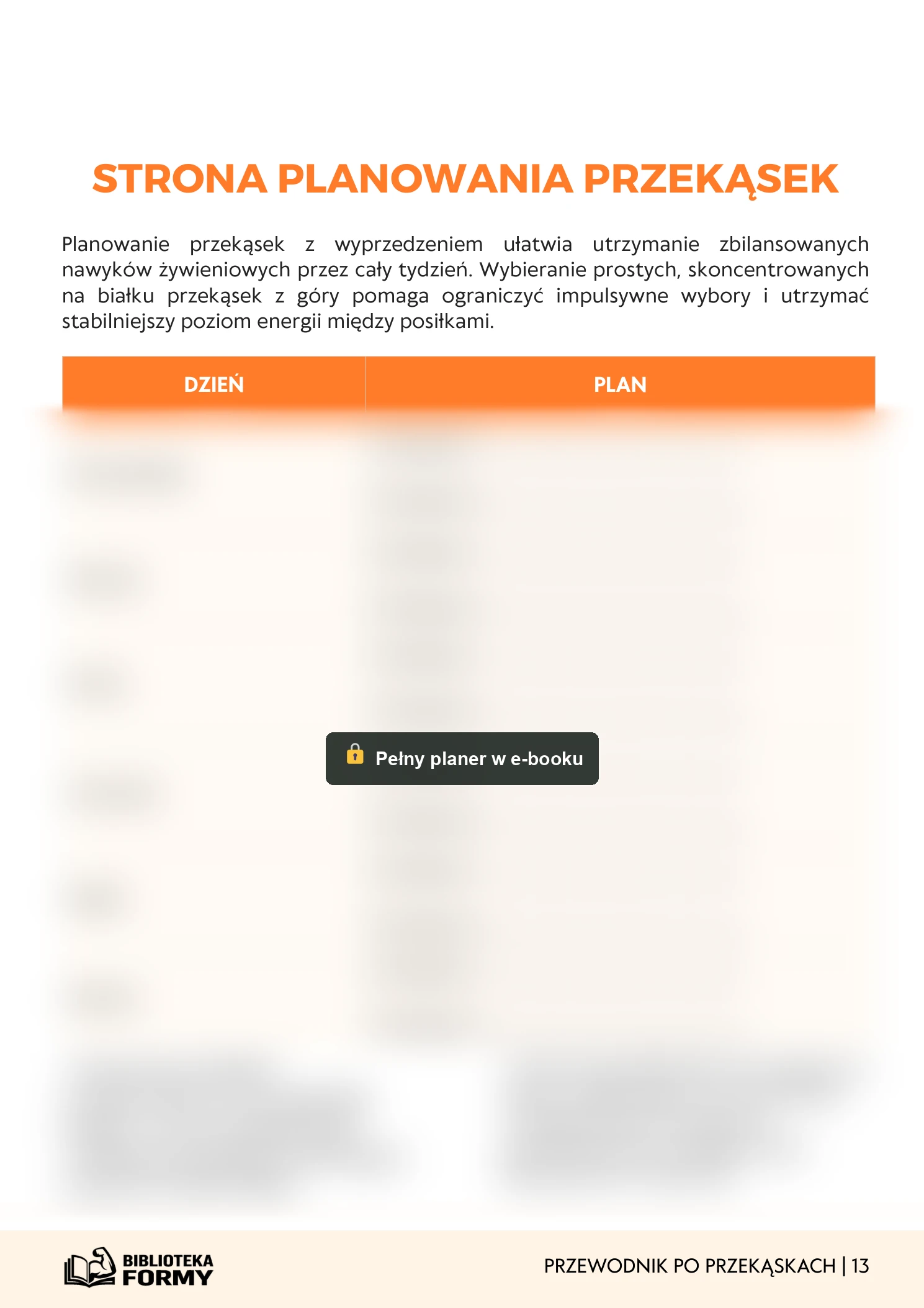 Tygodniowy planer przekąsek – podgląd