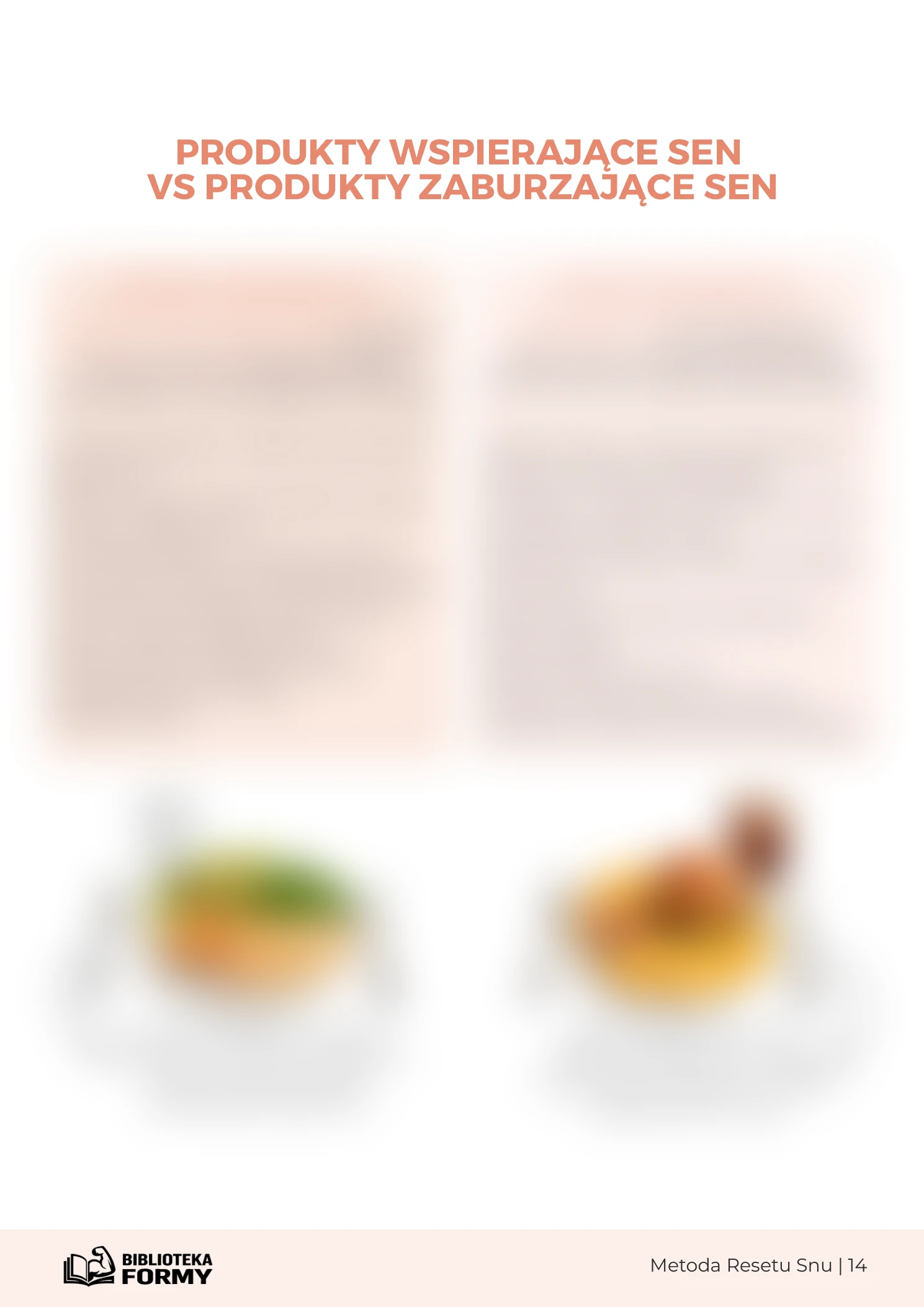 Produkty wspierające sen vs zaburzające – podgląd strony e-booka