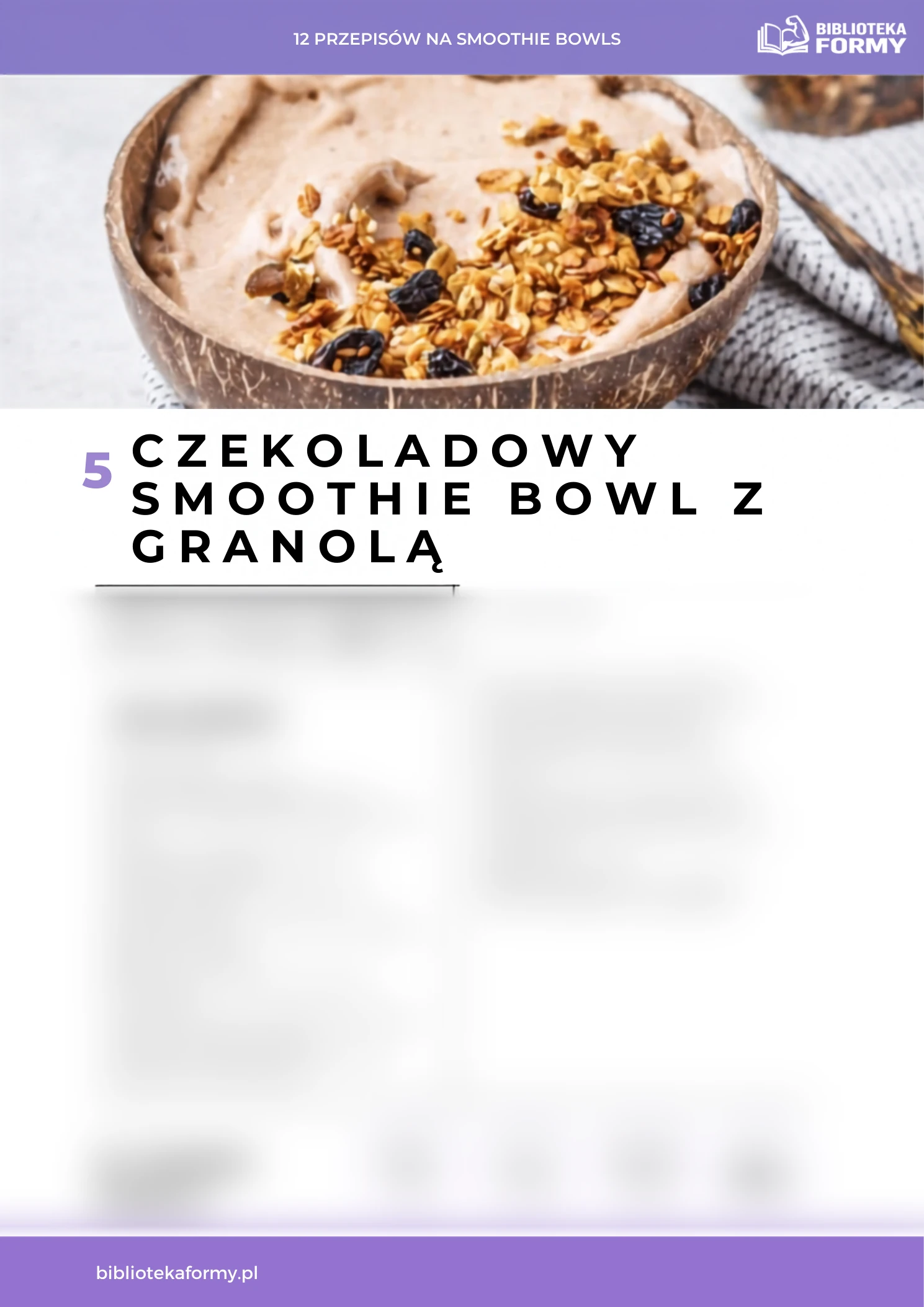 Czekoladowy Smoothie Bowl z Granolą – podgląd strony e-booka