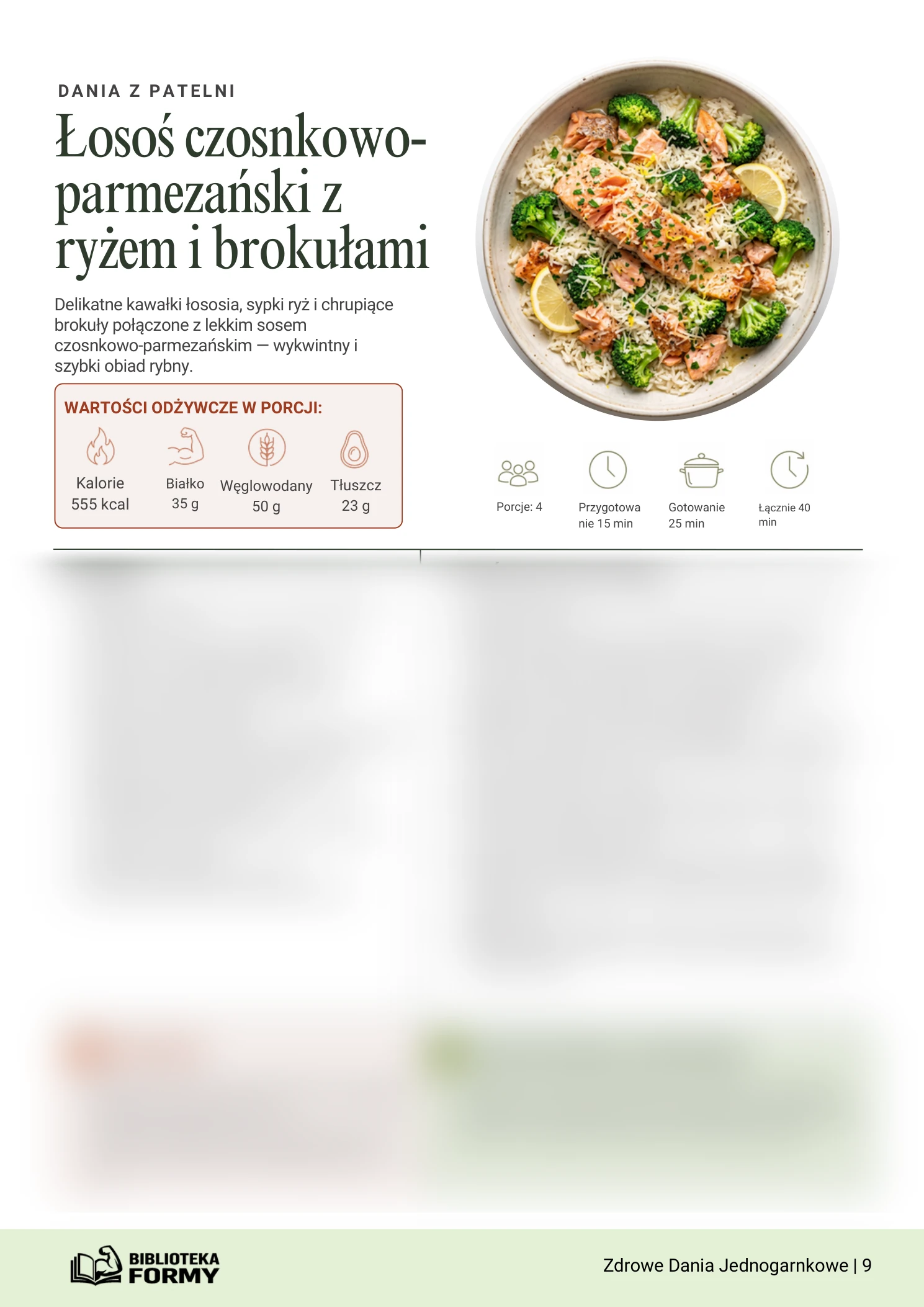 Łosoś czosnkowo-parmezański z ryżem i brokułami – podgląd strony e-booka