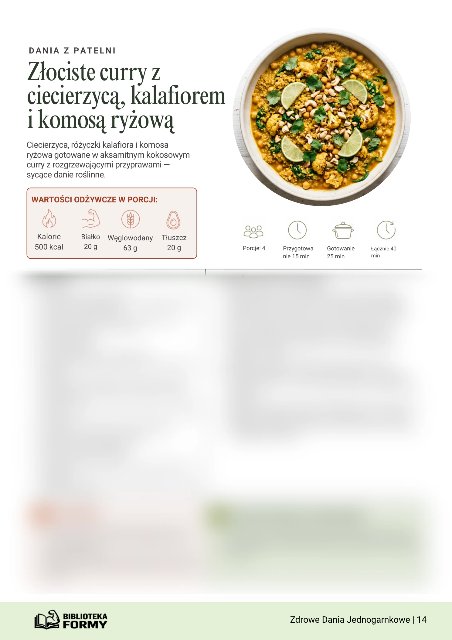 Złociste curry z ciecierzycą, kalafiorem i komosą ryżową – podgląd strony e-booka