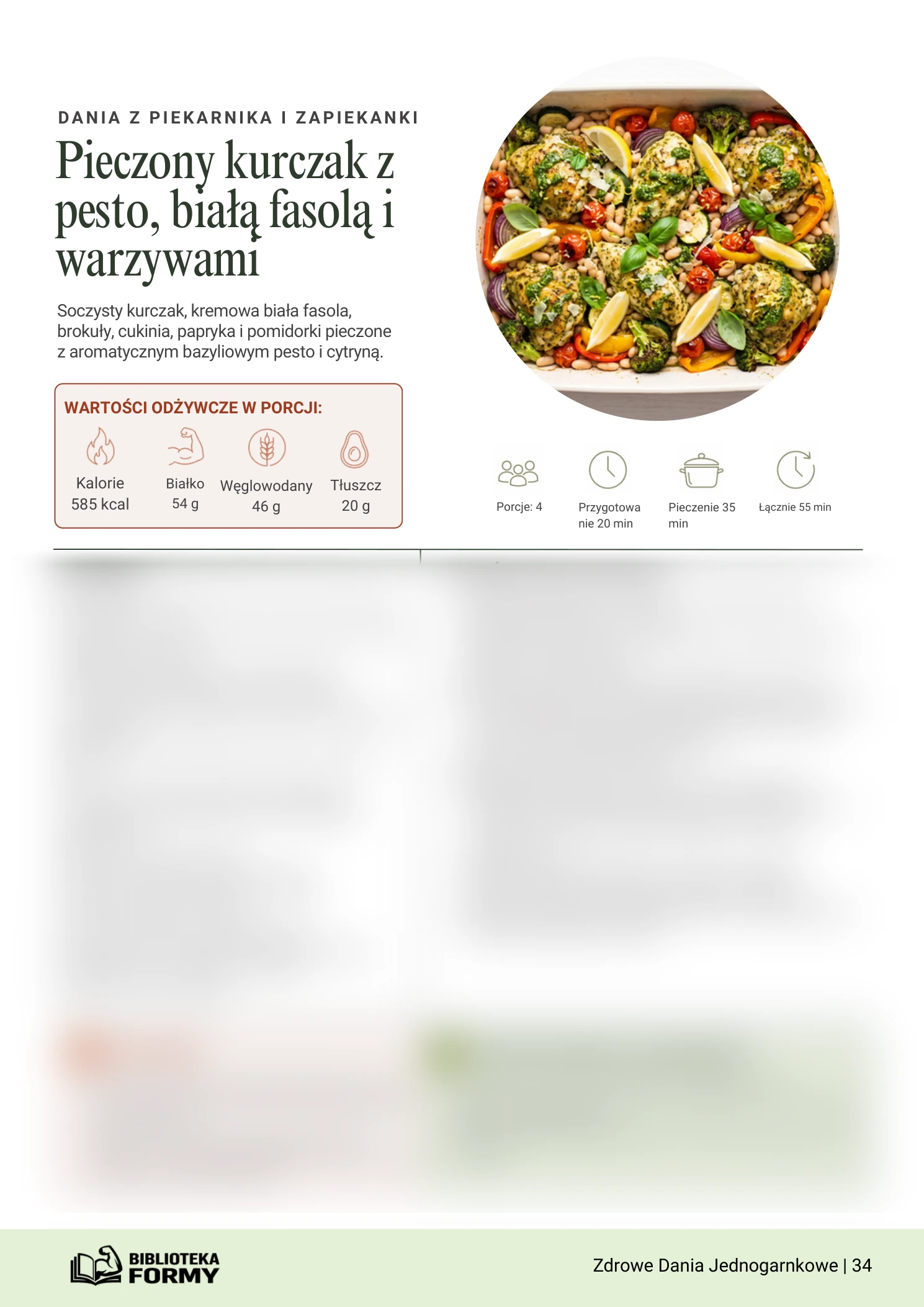 Pieczony kurczak z pesto, białą fasolą i warzywami – podgląd strony e-booka