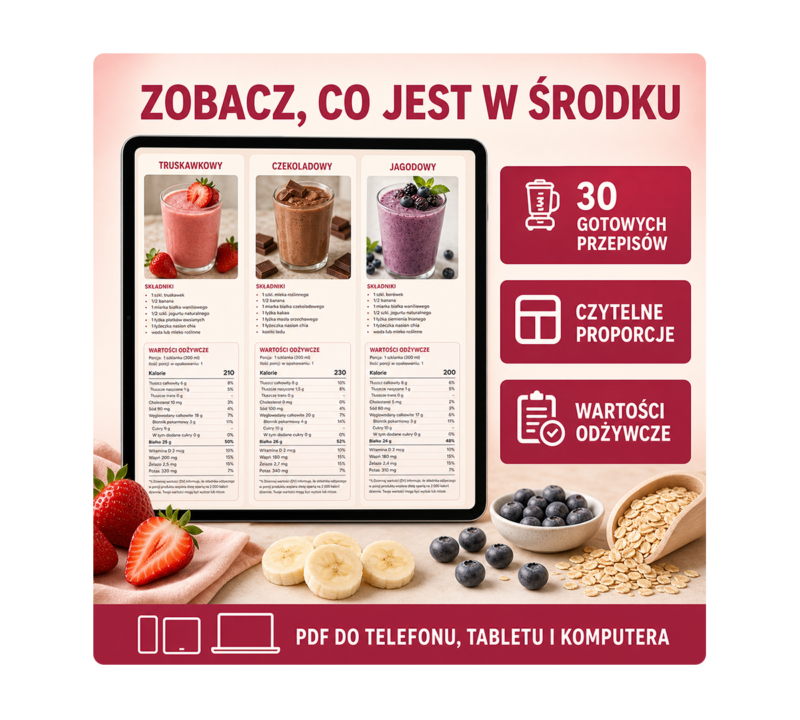 Wnętrze ebooka Lean Fit: 30 przepisów na lekkie koktajle