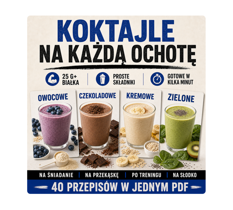 Owocowe, czekoladowe, kremowe i zielone koktajle białkowe