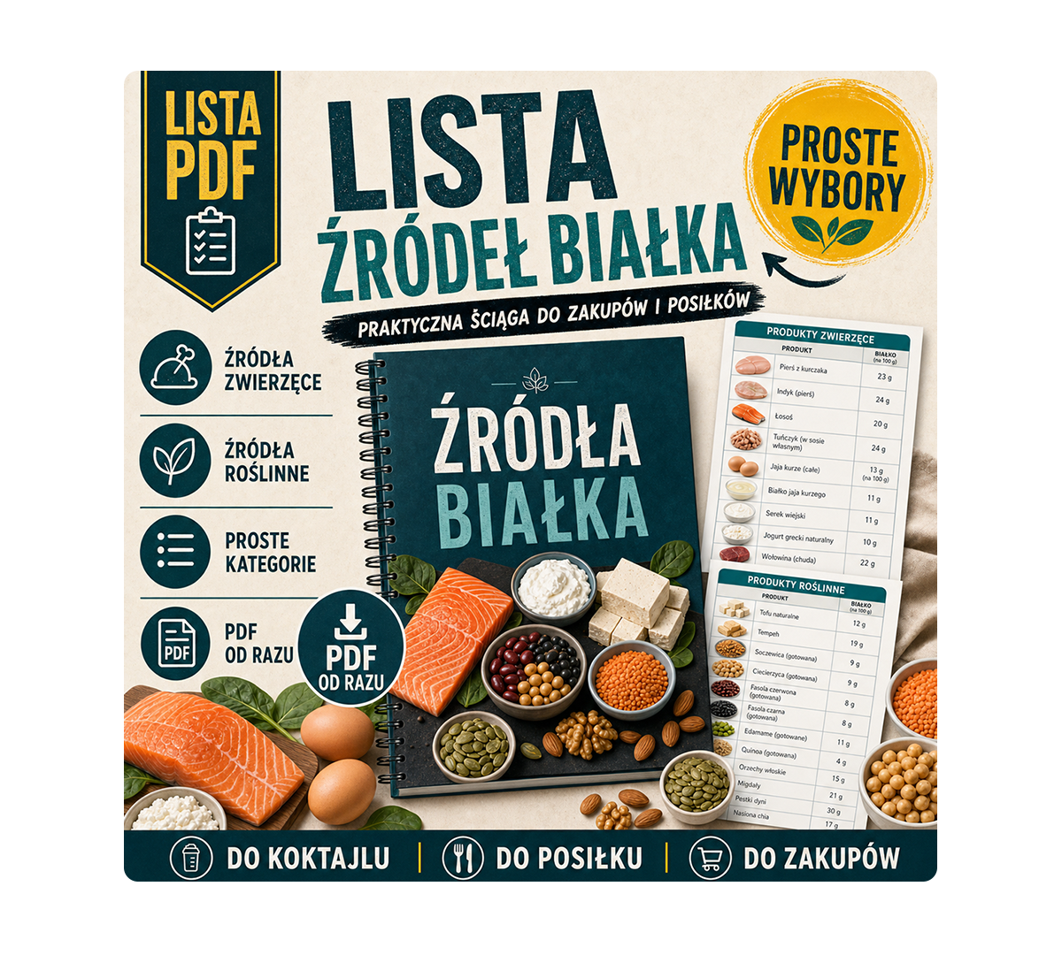 Lista źródeł białka - praktyczna ściąga PDF