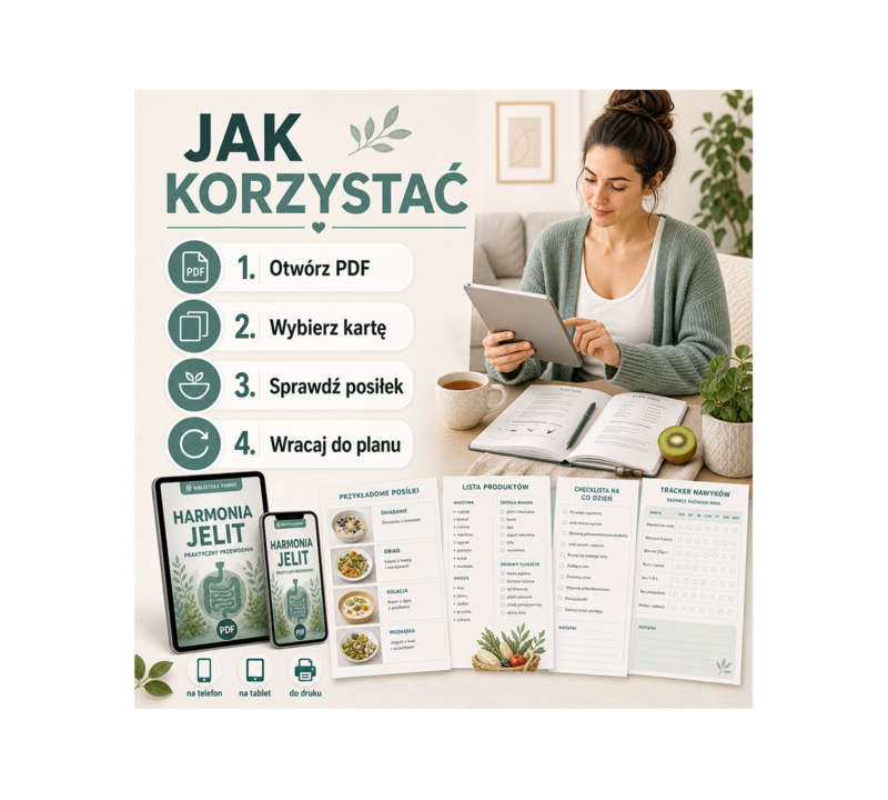 Jak korzystać z przewodnika po harmonii jelitowej na telefonie, tablecie i w druku