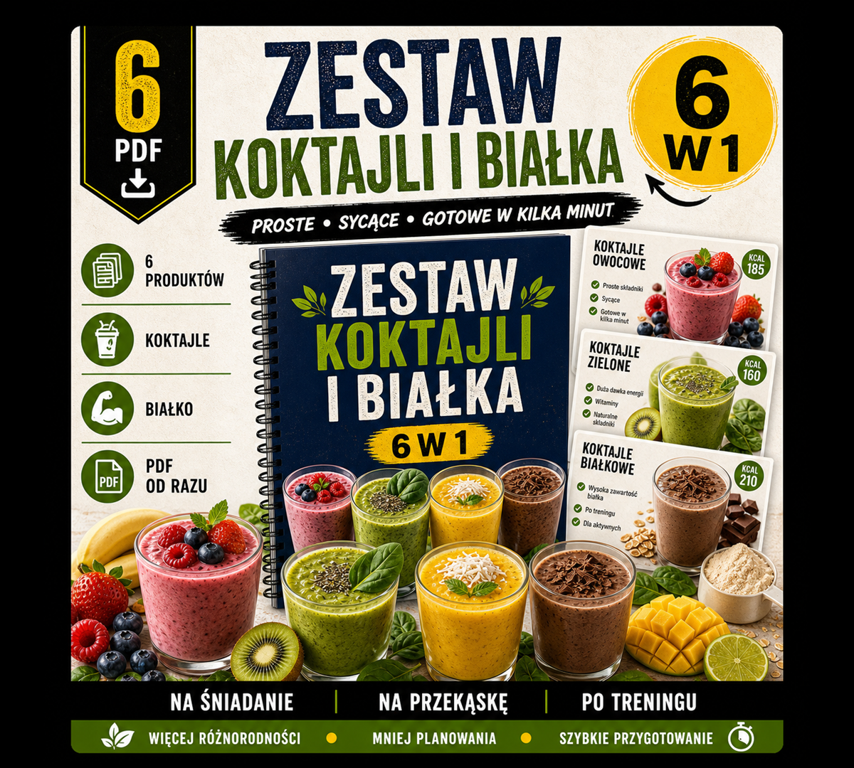 Zestaw Koktajli i Białka 6 w 1